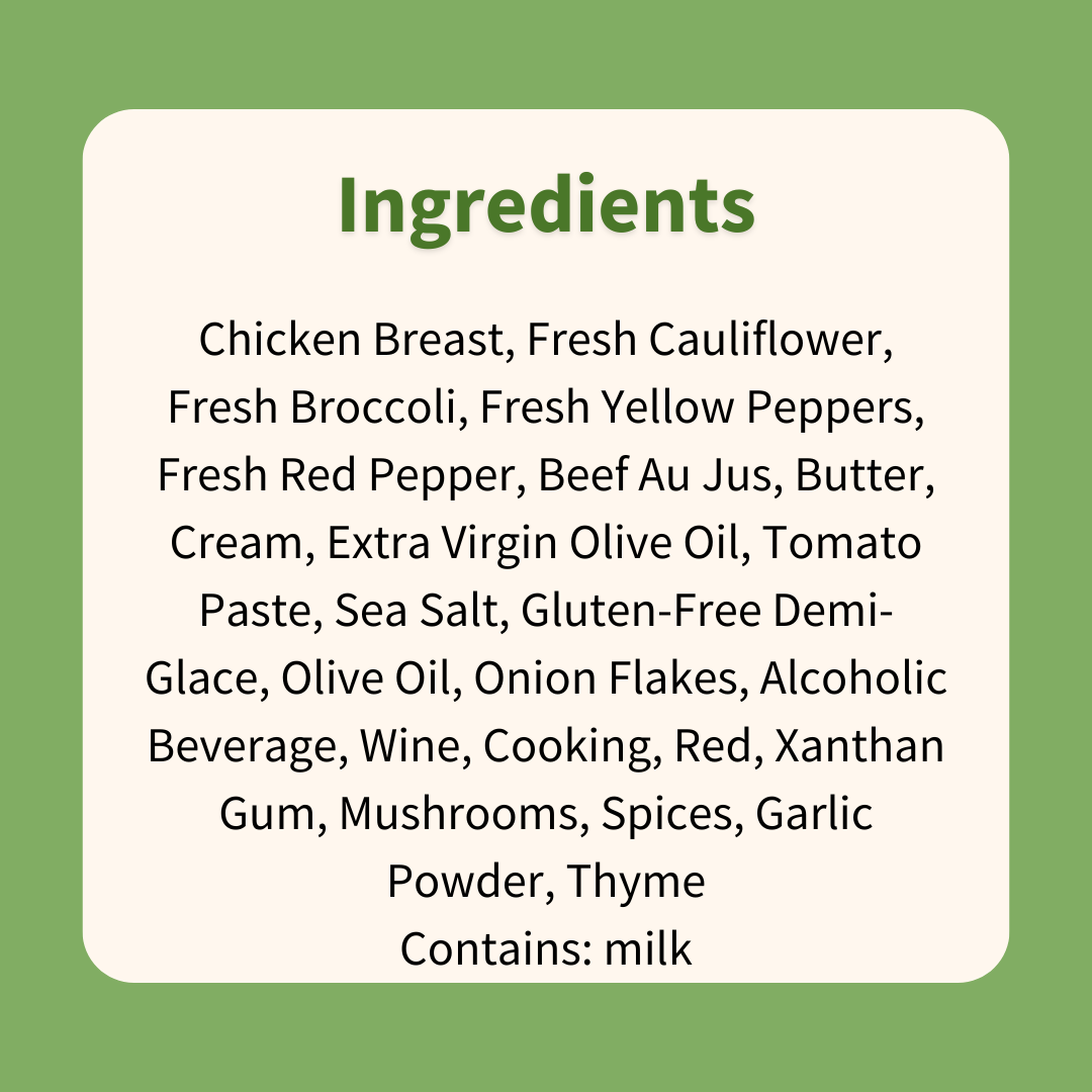 Roast Chicken with Mushroom Demi Gravy, Broccoli & Cauliflower Mash