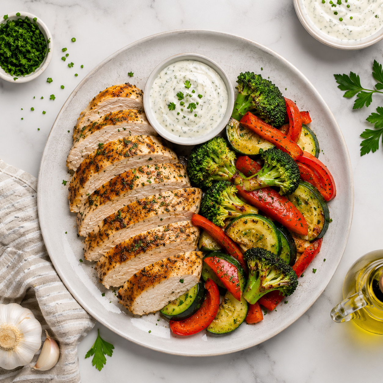 Ranch Chicken with Vegetables & Dip