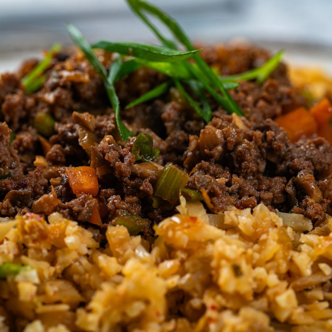 Korean Bulgogi Bolognese with Cauliflower Fried Rice
