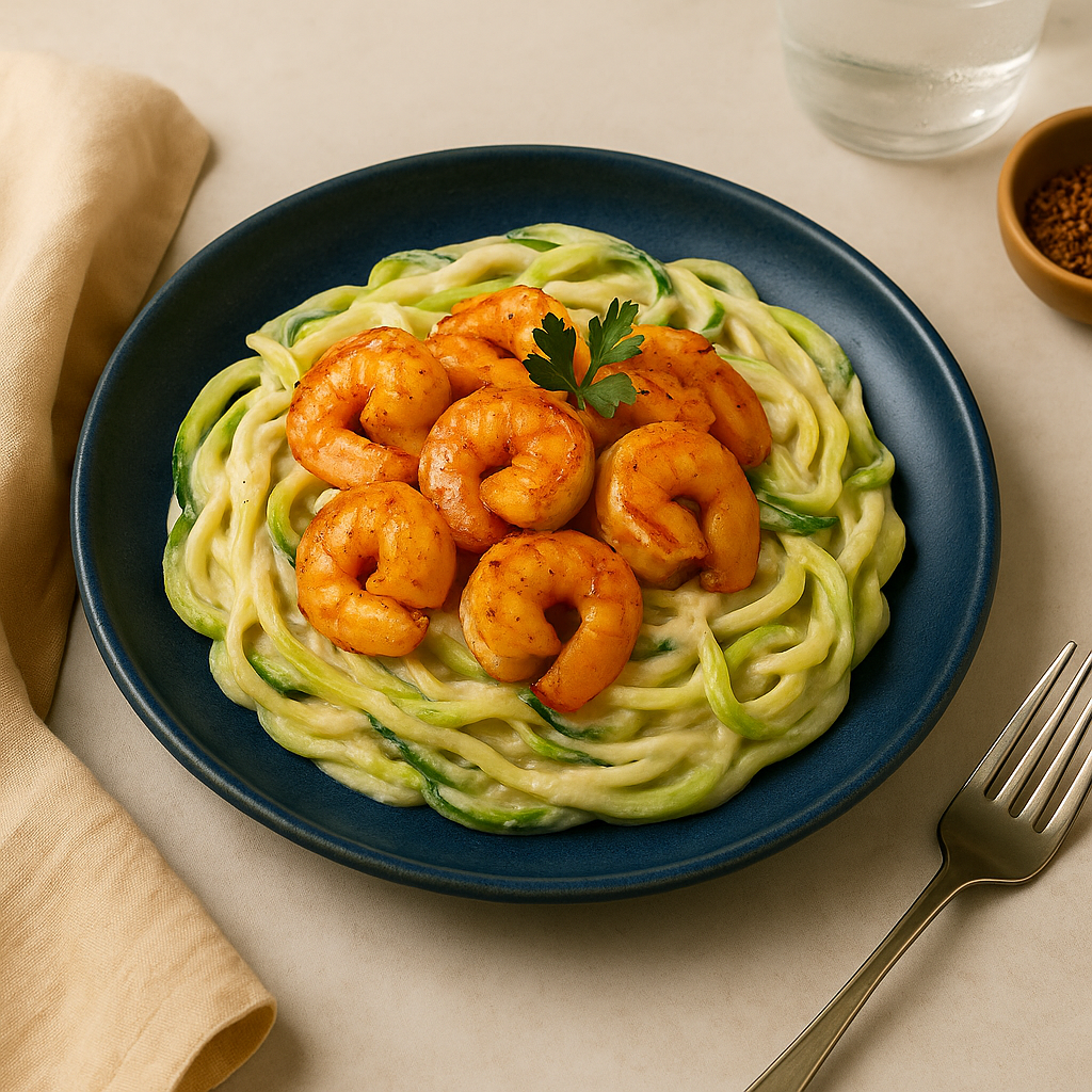 Cajun Shrimp Alfredo on Zucchini Noodles