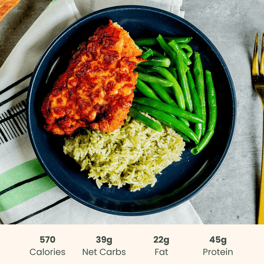 Chicken Parmesan on Pesto Rice - ketolibriyum