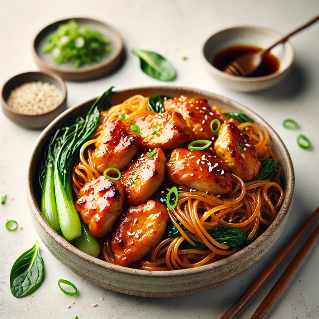 Honey Garlic Chicken with Sweet Potato Noodles - ketolibriyum
