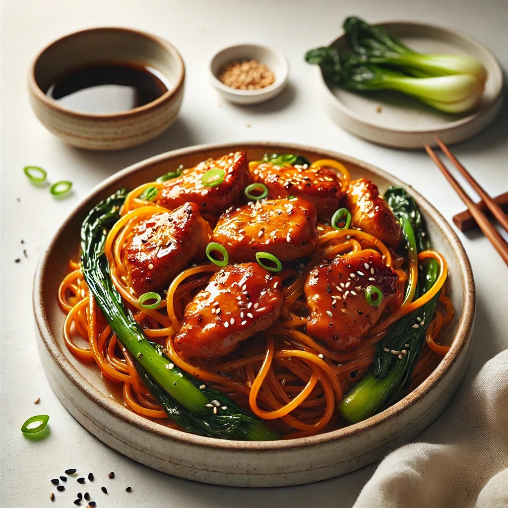 Honey Garlic Chicken with Sweet Potato Noodles - ketolibriyum