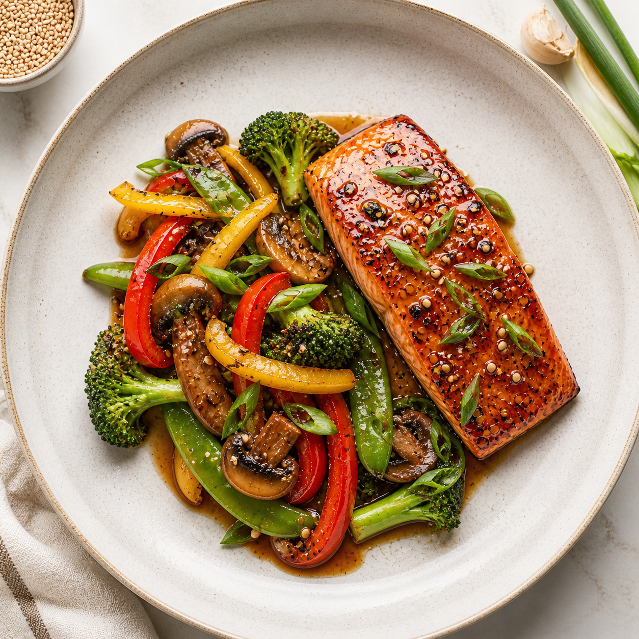 Teriyaki Salmon with Stir-Fried Vegetables