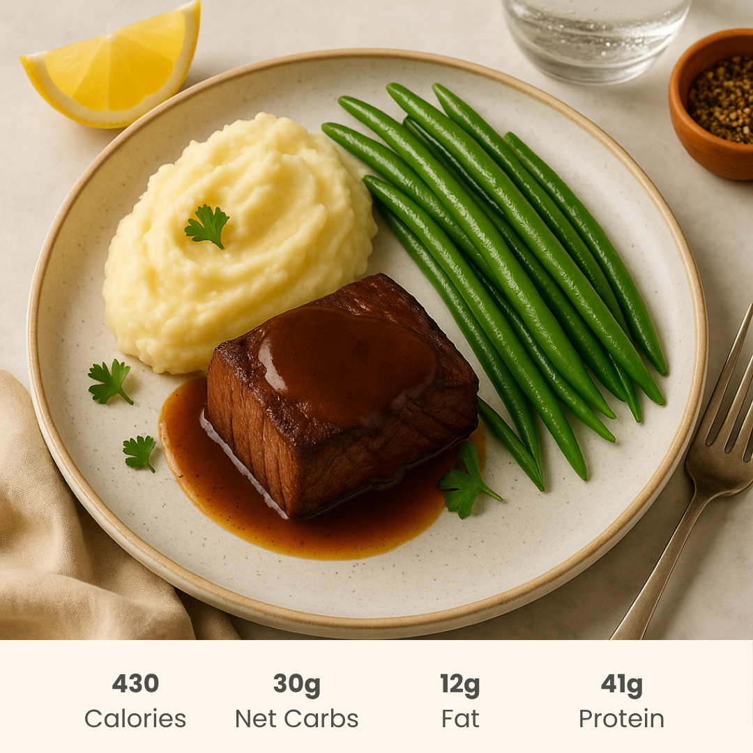Slow Roasted Beef Au Jus with Mashed Potatoes