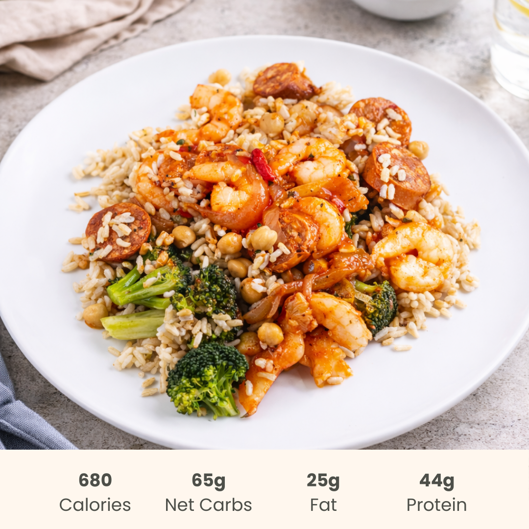 Cajun Shrimp Jambalaya with Rice and Vegetables