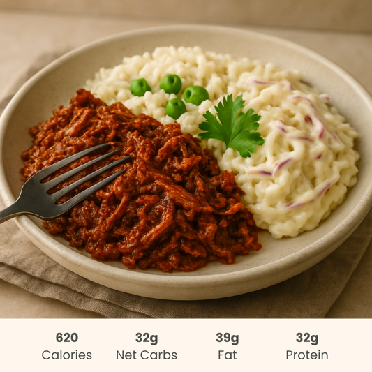 Pork Barbacoa with Rice & Peas & Creamy Cabbage