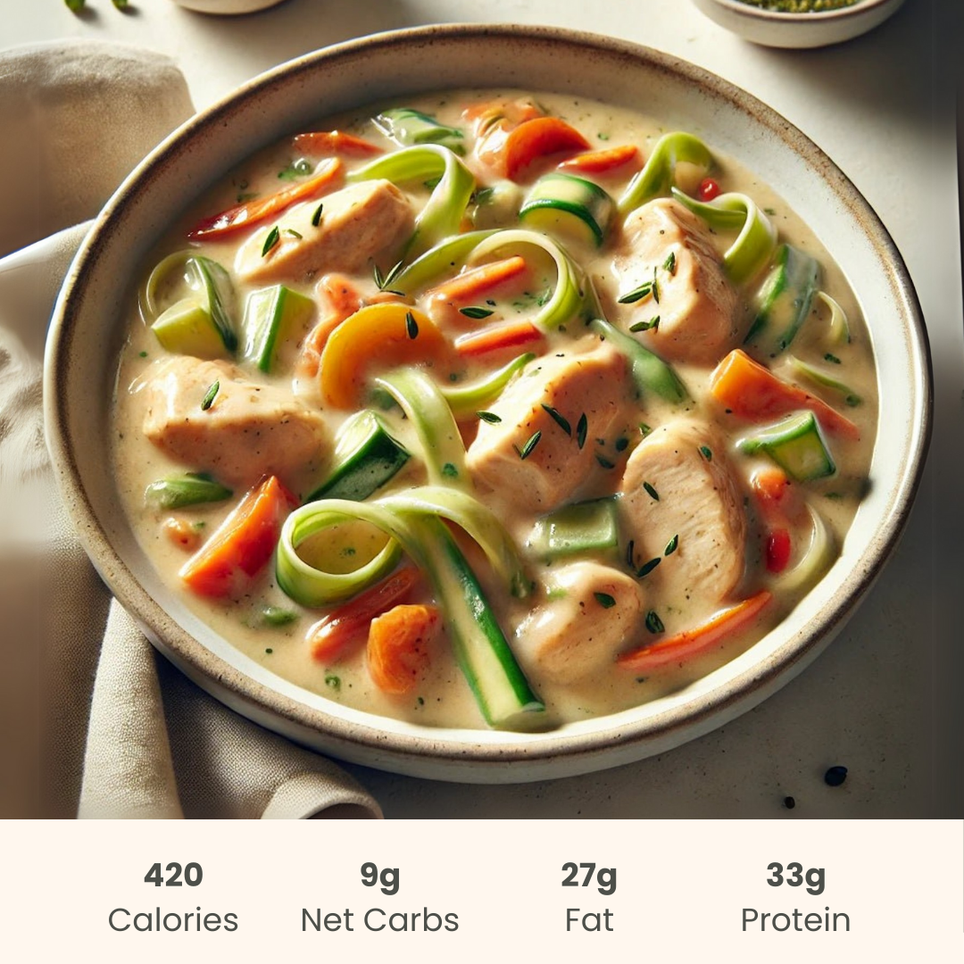 Chicken A La King on Zucchini Noodles