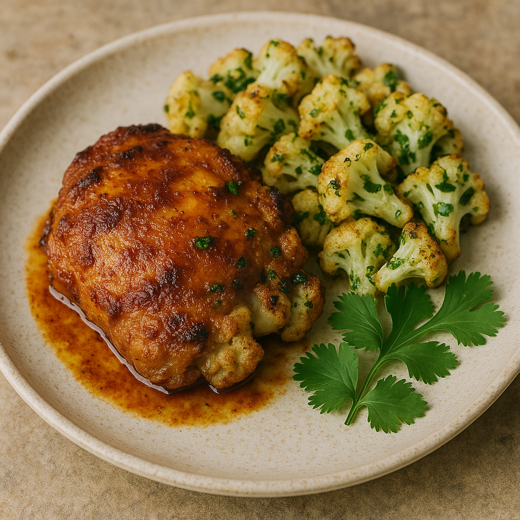 Pollo Asado with Cilantro Roasted Cauliflower