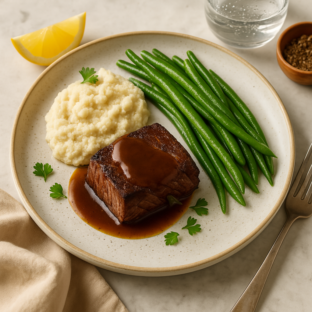 Slow Roasted Beef with Cauliflower Mash & Gravy