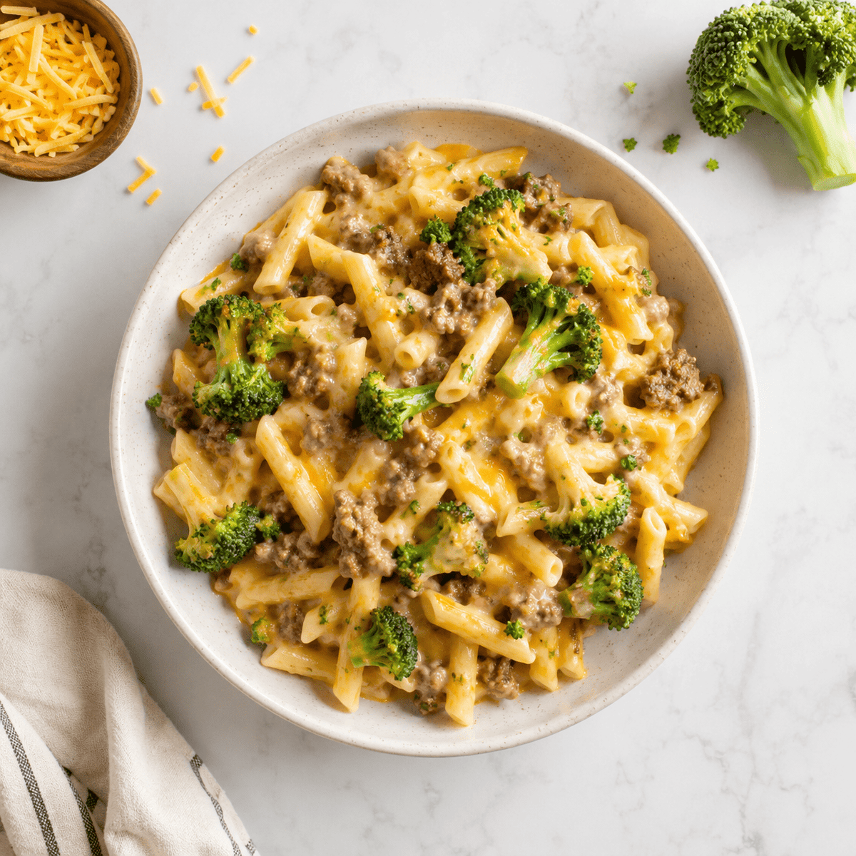 Tender Beef Protein Pasta Mac n' Cheese with Broccoli - ketolibriyum