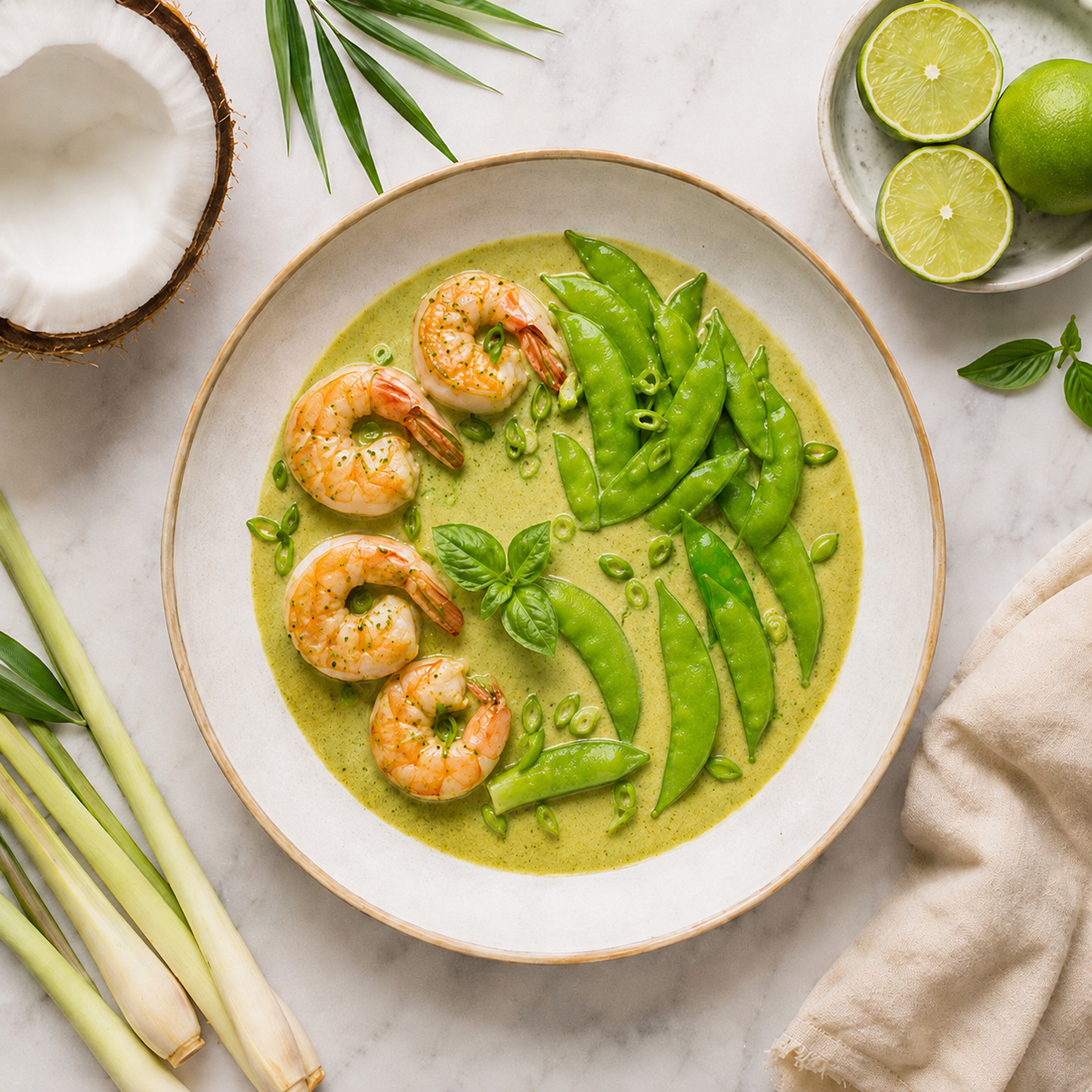 Thai Green Coconut Curry Shrimp Stir Fry