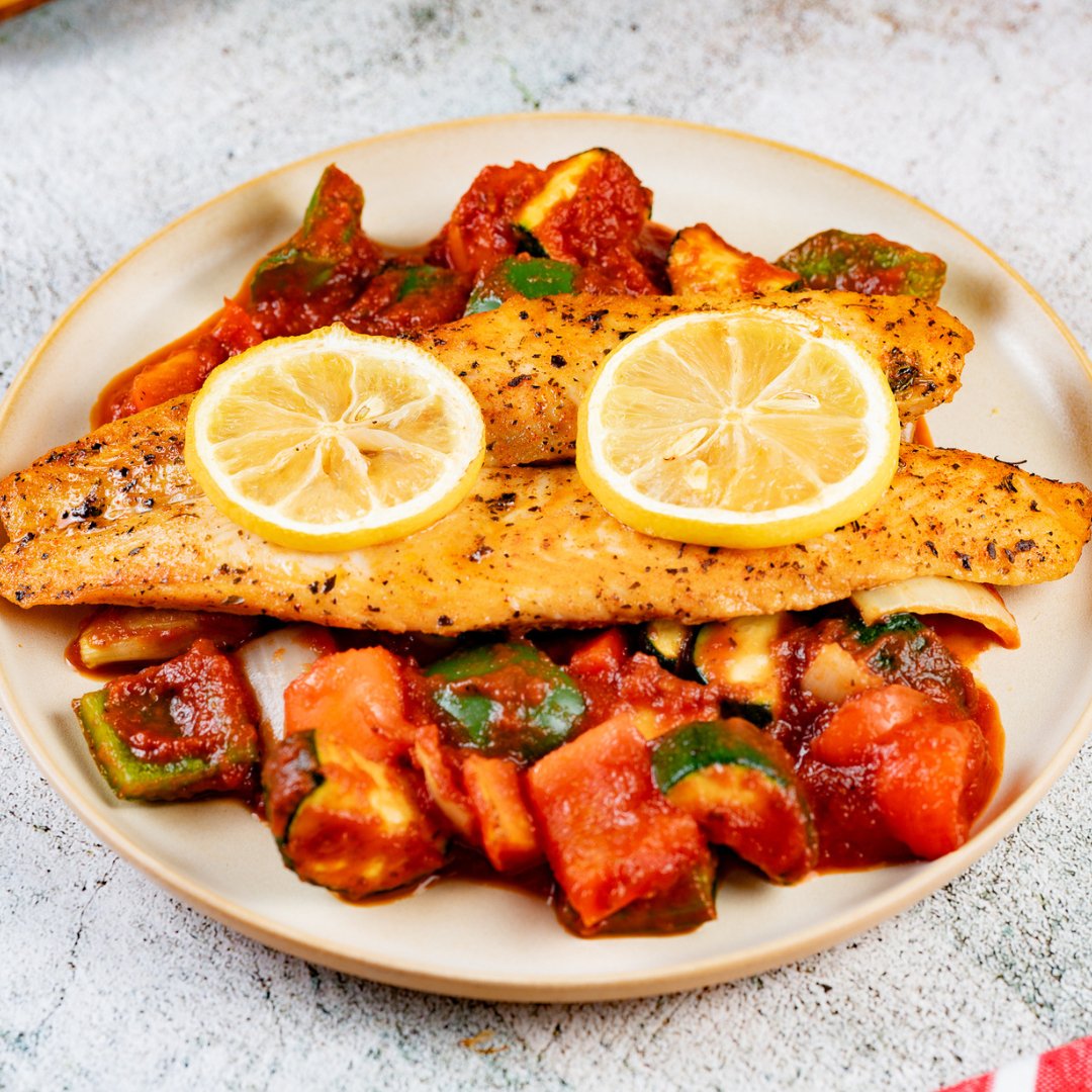 White Fish Fillet with Mediterranean Ratatouille - ketolibriyum