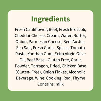 Tender Beef Cauliflower Mac n' Cheese with Broccoli