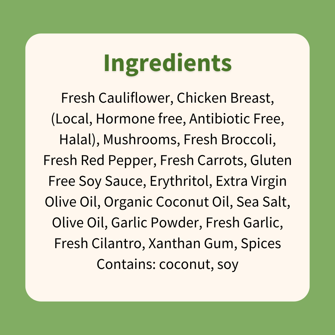 Honey Garlic Chicken with Stir-Fried Vegetables & Cauliflower Rice