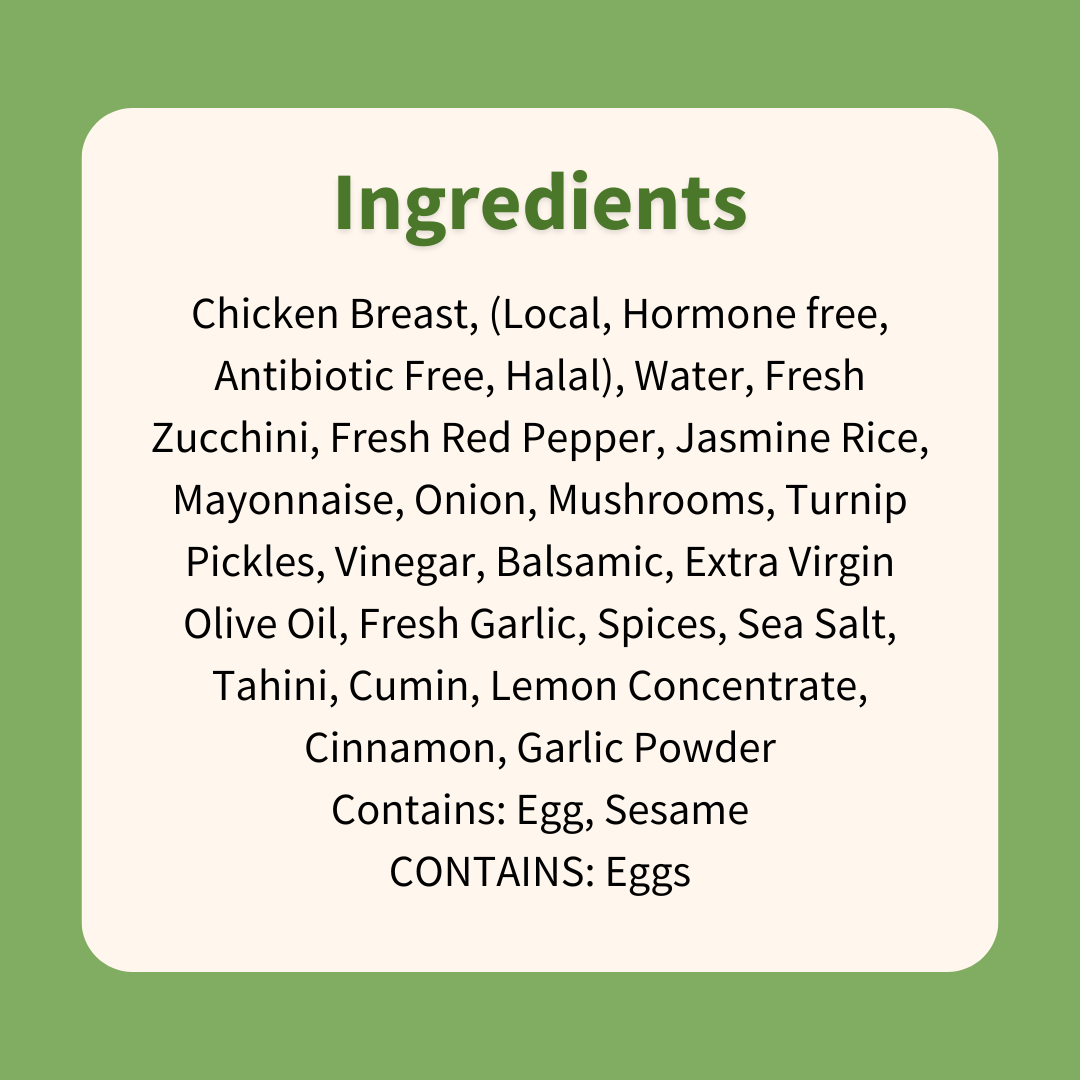 Chicken Shawarma with Vegetables & Basmati Rice