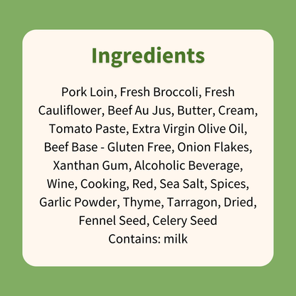 Pork Tenderloin with Broccoli, Cauliflower Mash & Gravy