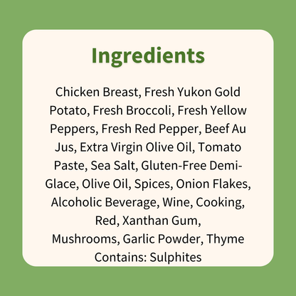 Roast Chicken with Mushroom Demi Gravy, Broccoli & Potatoes