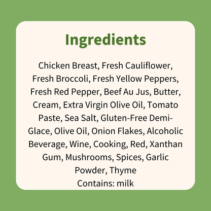 Roast Chicken with Mushroom Demi Gravy, Broccoli & Cauliflower Mash