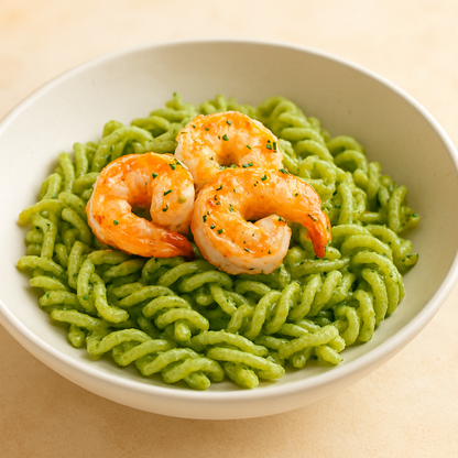Garlic Shrimp on Keto Pesto Pasta
