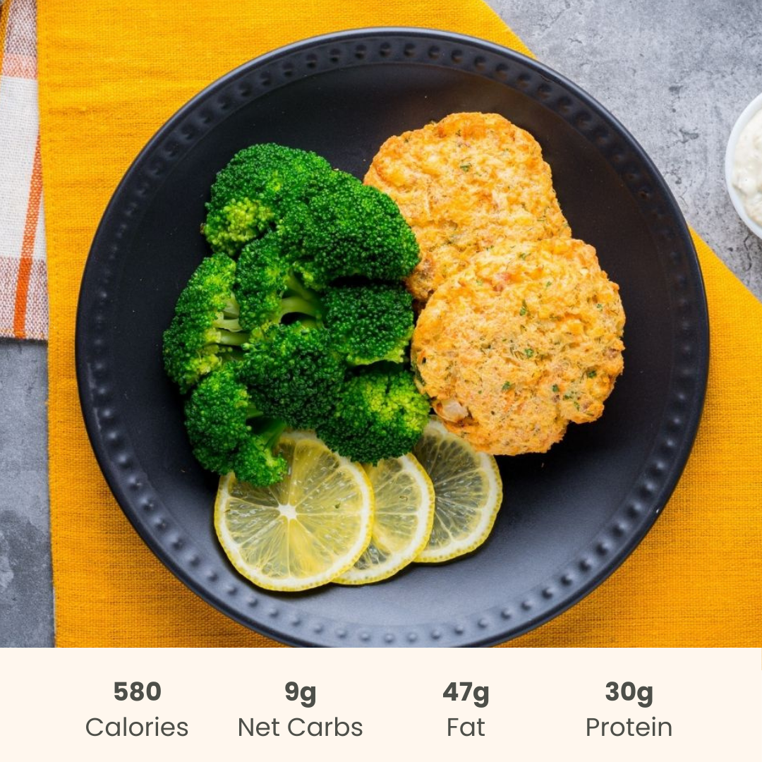 Salmon Fishcakes with Lemon Broccoli & Tartar Sauce