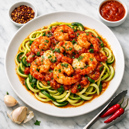 Spicy Shrimp in Purgatory on Zucchini Noodles