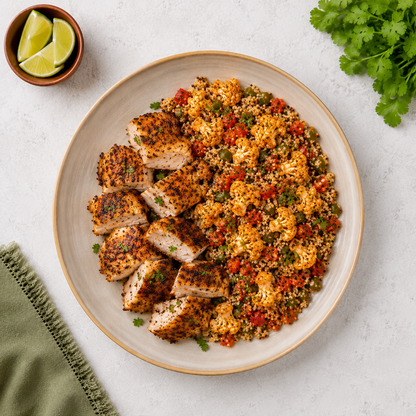 Tex-Mex Chicken with Mexican Cauliflower & Quinoa
