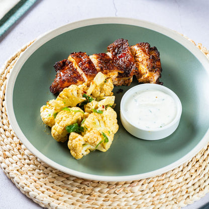 Tandoori Chicken with Cauliflower & Zesty Yogurt Dip