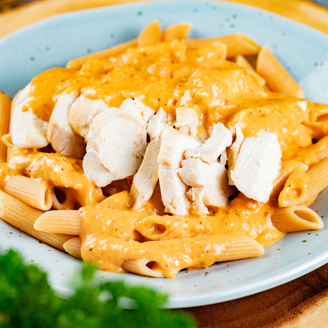 Marry Me Chicken on Red Lentil Protein Pasta