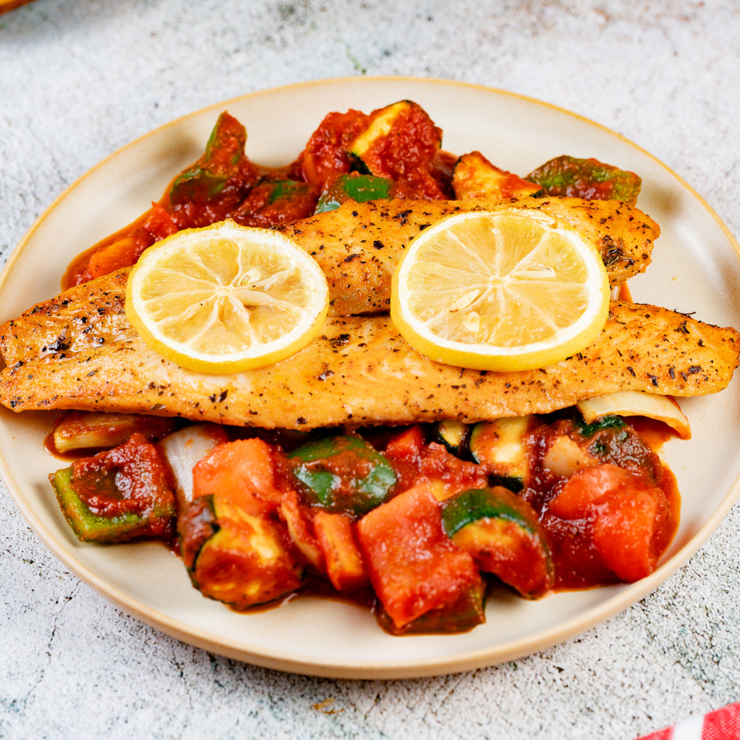 White Fish Fillet with Mediterranean Ratatouille