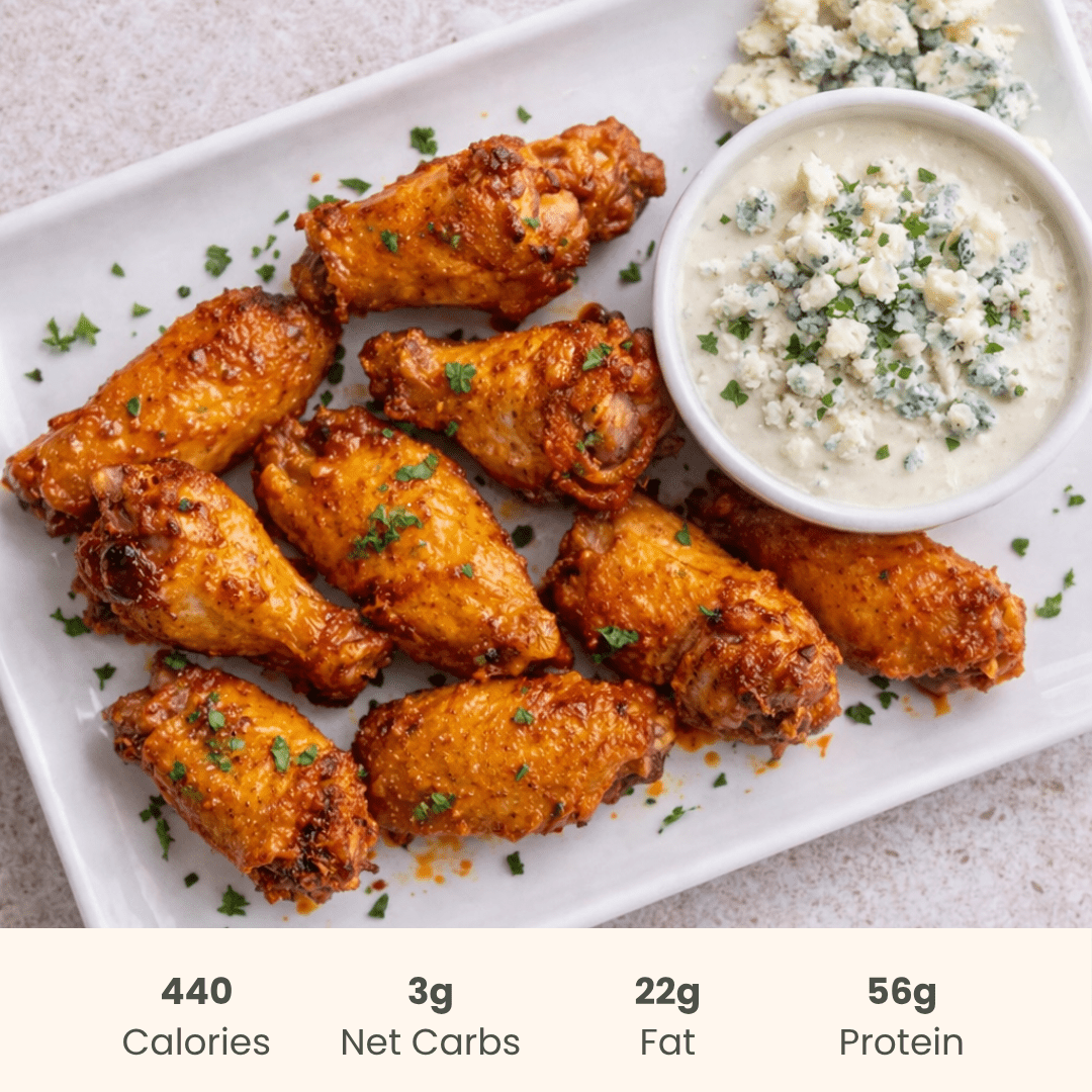 Buffalo Chicken Wings with Blue Cheese Dip - ketolibriyum