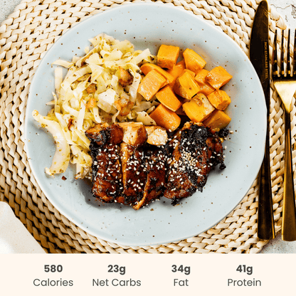 Buffalo Chicken with Chipotle Mayo, Roasted Cabbage & Sweet Potatoes - ketolibriyum