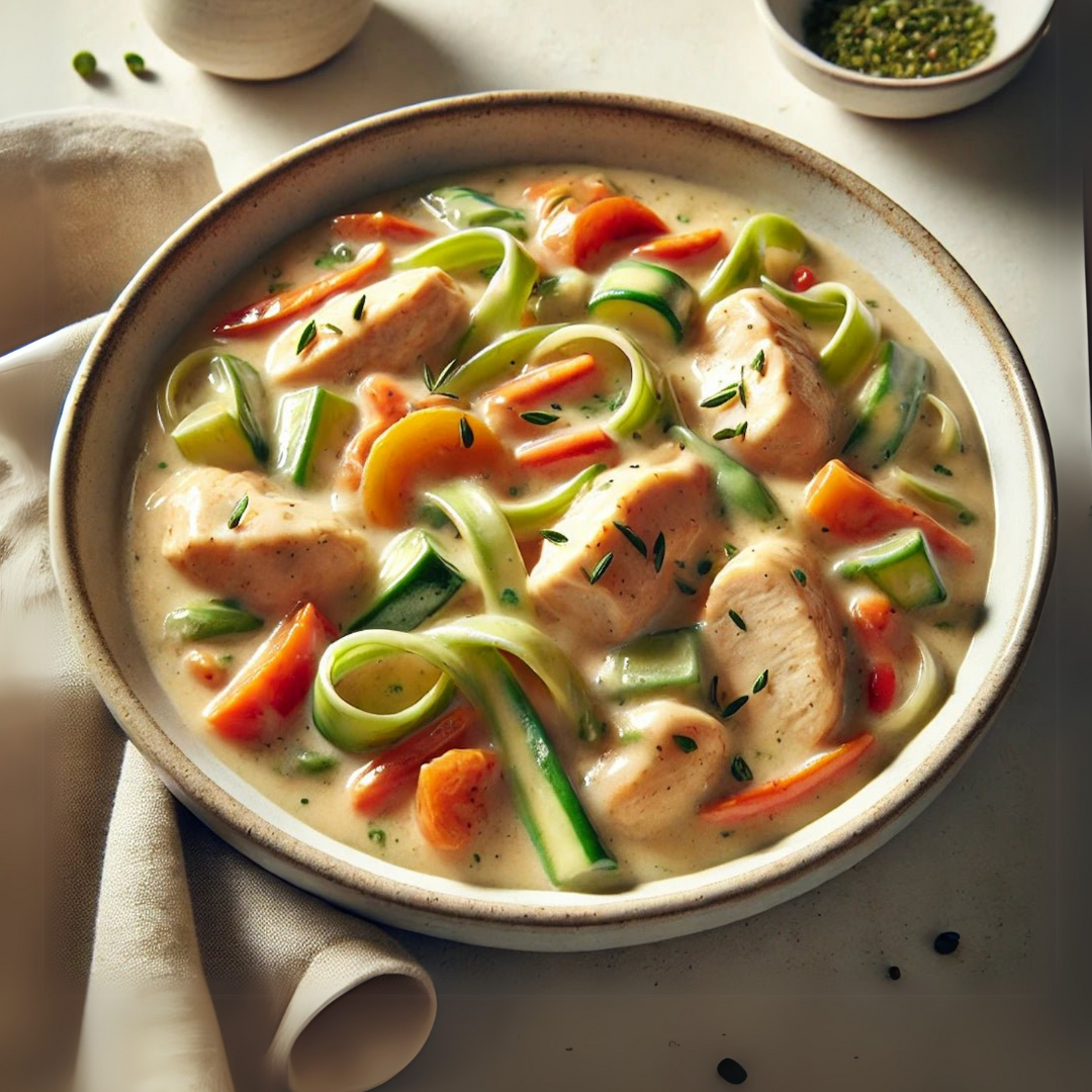 Chicken A La King on Zucchini Noodles