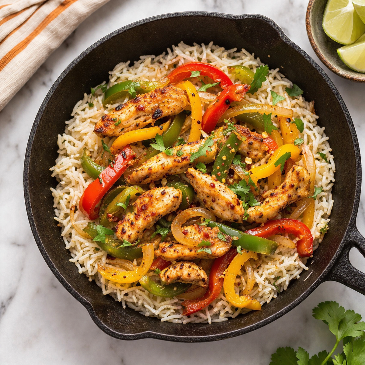 Chicken Fajita Bowl on Basmati Rice - ketolibriyum