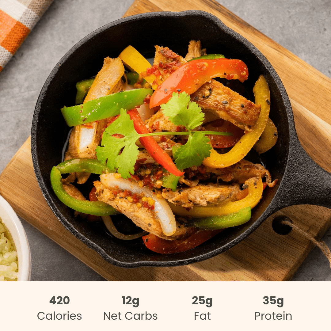Chicken Fajita Bowl on Cauliflower Rice - ketolibriyum