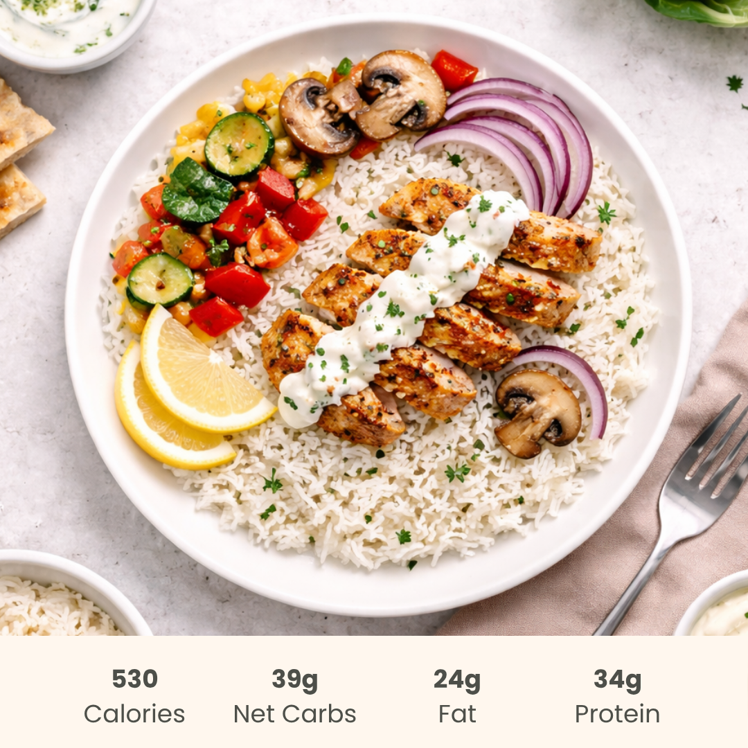 Chicken Shawarma with Vegetables & Basmati Rice - ketolibriyum