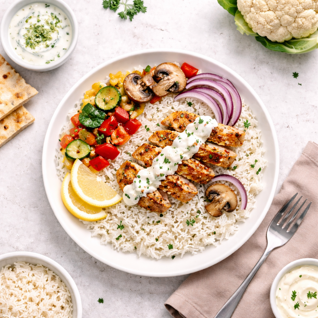 Chicken Shawarma with Vegetables & Basmati Rice - ketolibriyum
