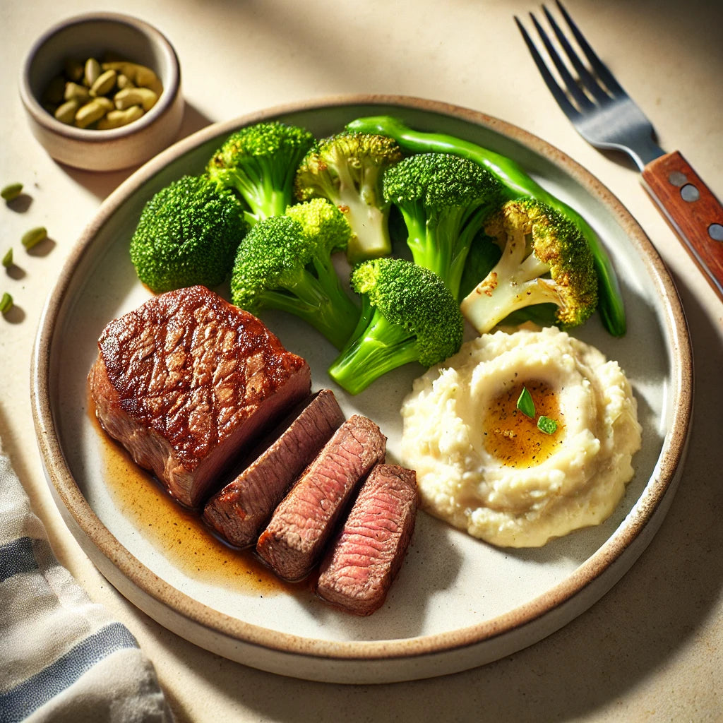 Classic Steakhouse Dinner with Broccoli & Cauliflower Mash