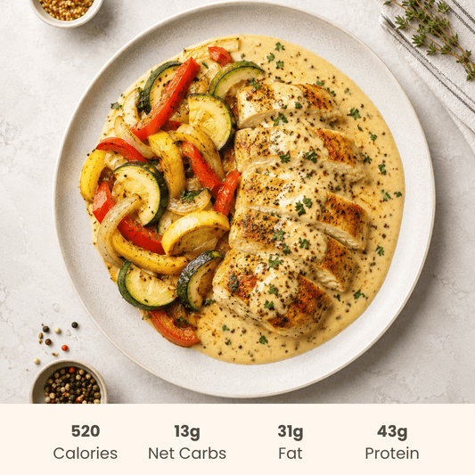 Creamy Golden Dijon Chicken with Vegetable Sauté - ketolibriyum