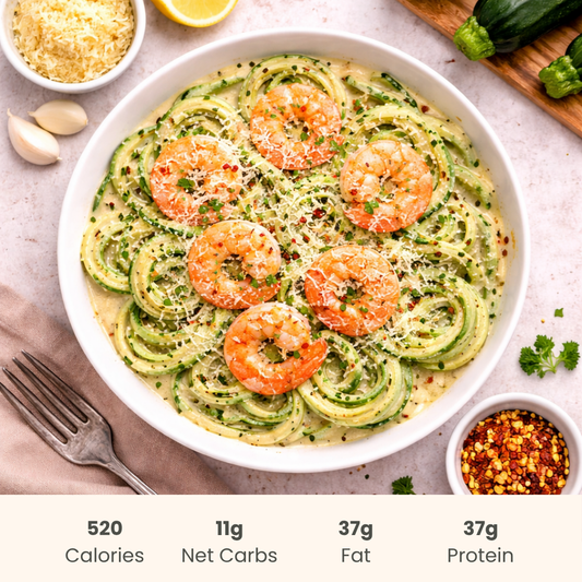 Creamy Shrimp Alfredo on Zucchini Noodles - ketolibriyum
