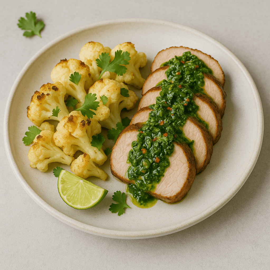 Cuban Pork Tenderloin with Chimichurri & Zesty Cauliflower - ketolibriyum