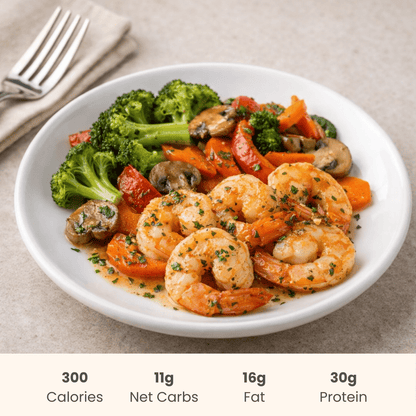 Garlic Butter Shrimp with Sauteed Vegetables - ketolibriyum