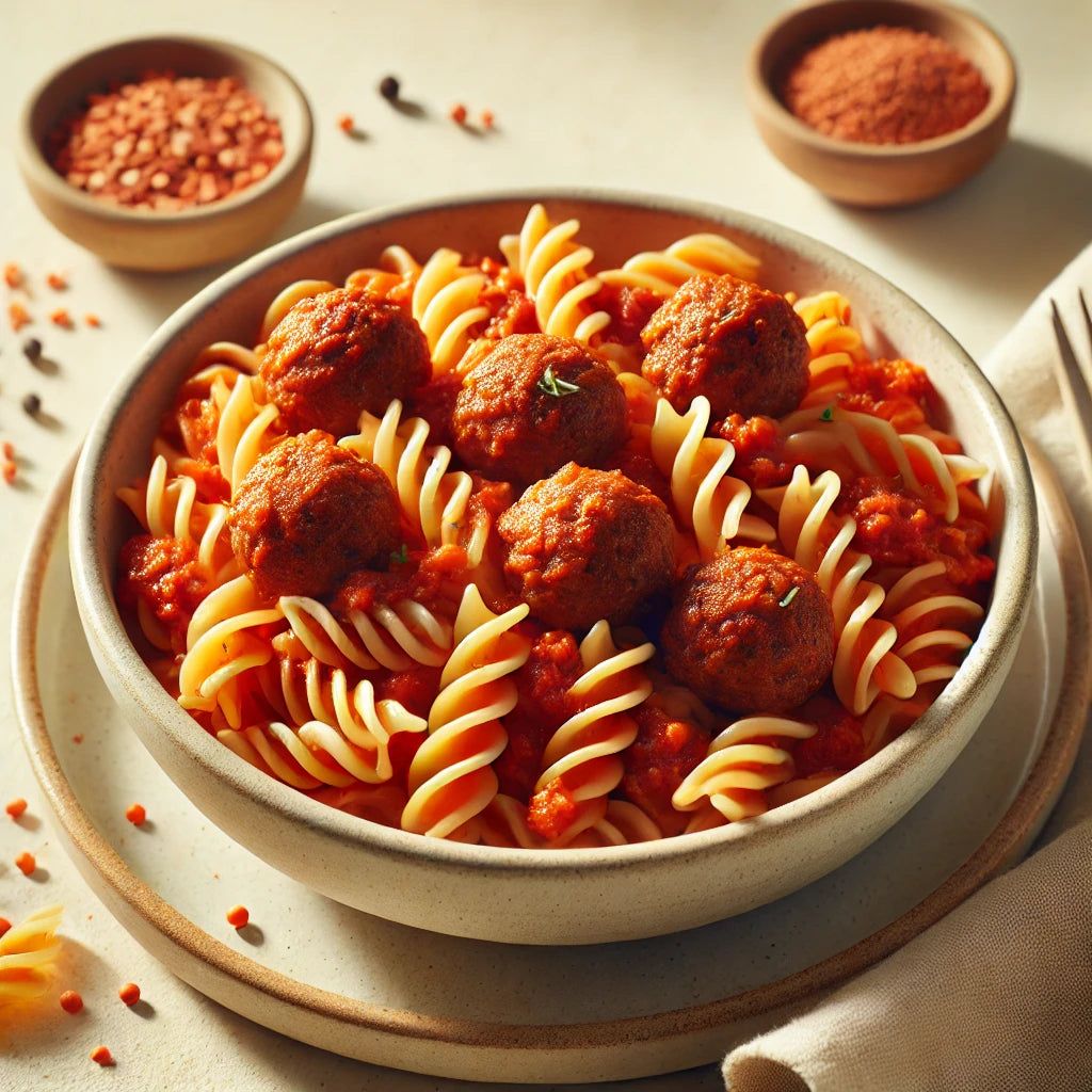 Pasta with Meatballs on Keto Fusilli