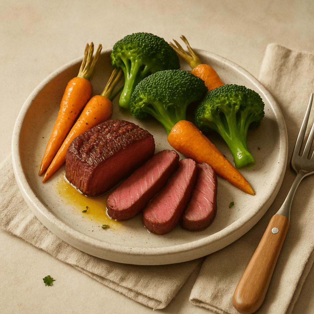 Lean : Steakhouse Beef with Roasted Broccoli & Carrots - ketolibriyum