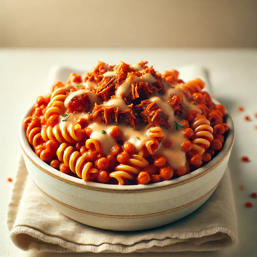 Pulled Pork Mac 'N' Cheese on Red Lentil Protein Pasta