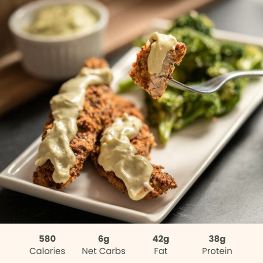 Santa Fe Chicken with Avocado Aioli & Roasted Broccoli