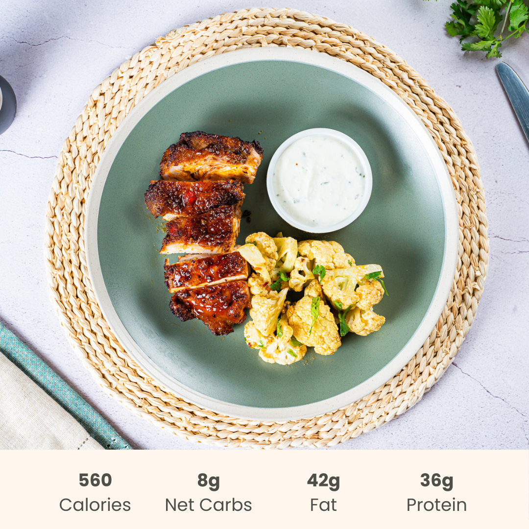 Tandoori Chicken with Cauliflower & Zesty Yogurt Dip