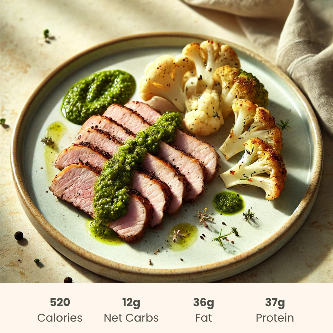 Cuban Pork Tenderloin with Chimichurri & Zesty Cauliflower