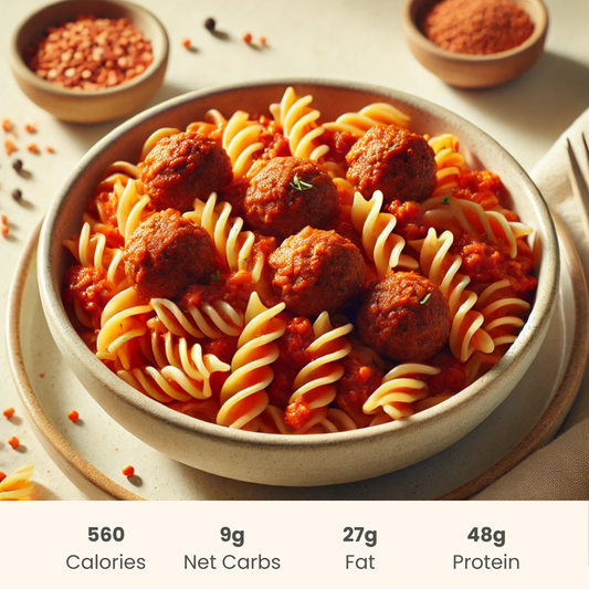 Pasta with Meatballs on Keto Fusilli