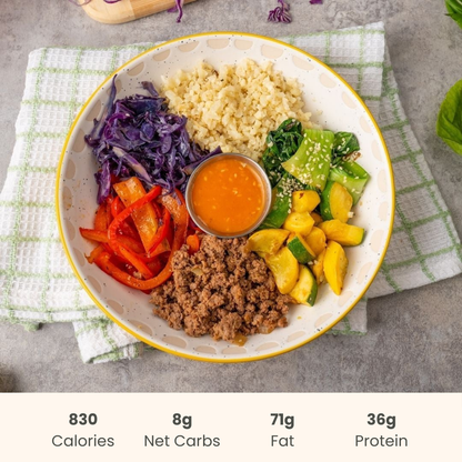 Korean Bibimbap on Cauliflower Rice